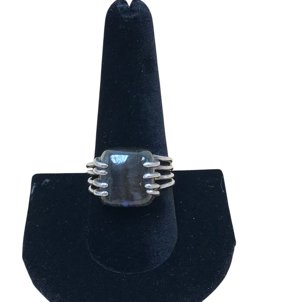 Sterling Silver Vintage Purple Labradorite Ring Size 9 9.5 Artisan Made OOAK